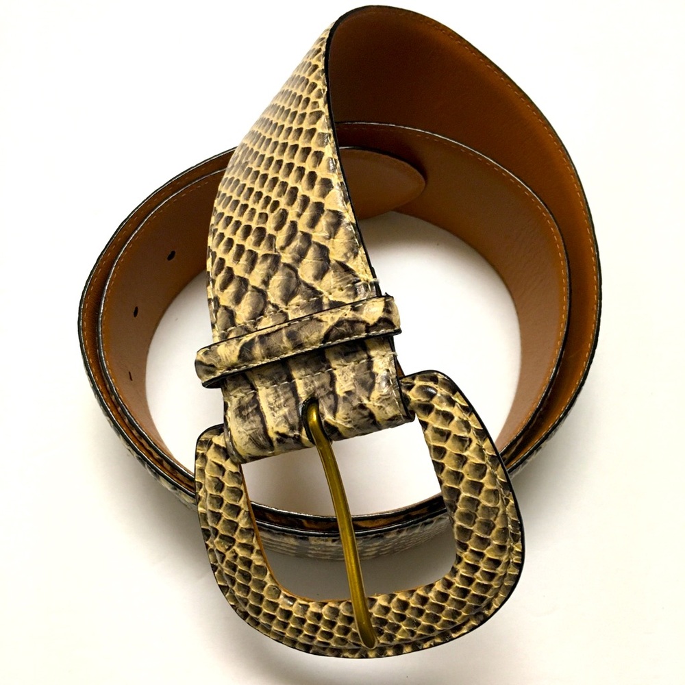 NEW Lauren Ralph Lauren Italian Leather Belt Size XL Python Snake Print